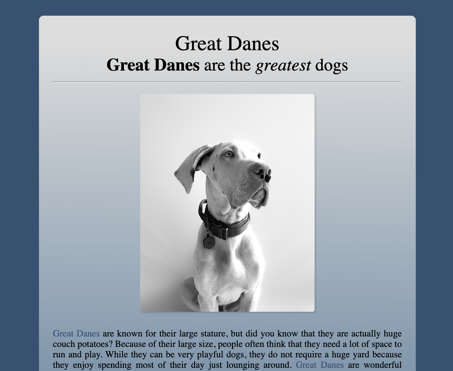 Preview of Great Dane project