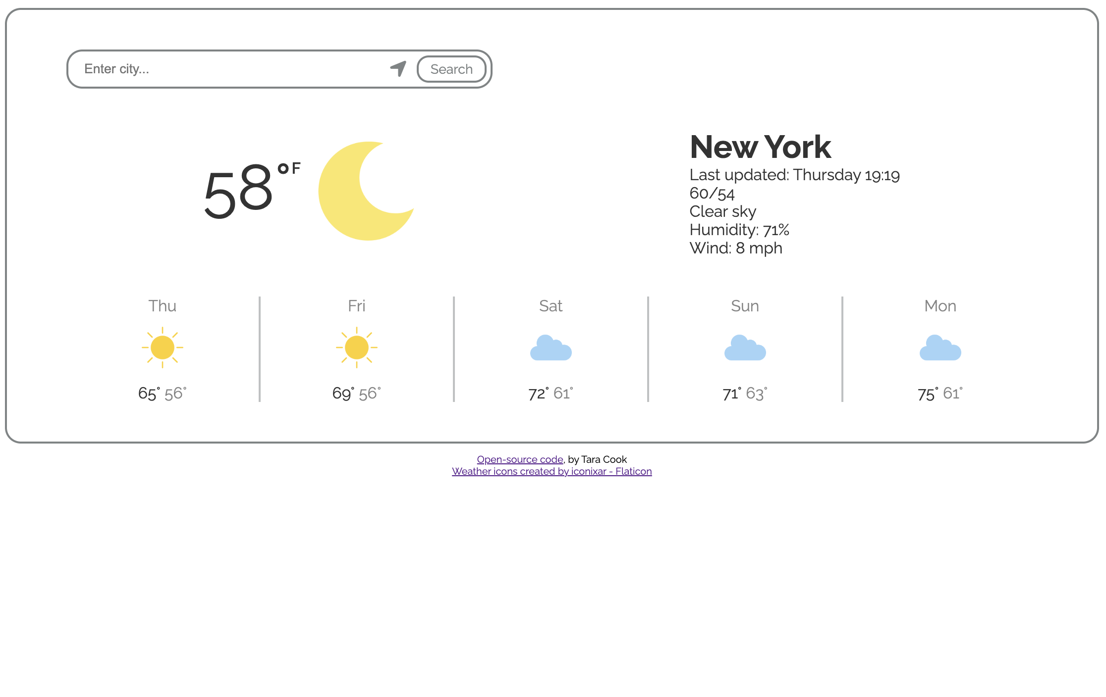 website featuring weather